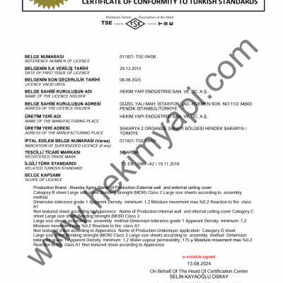 Fibercement TSE Belgesi
