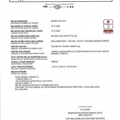 Alçı Panel TSE Belgesi